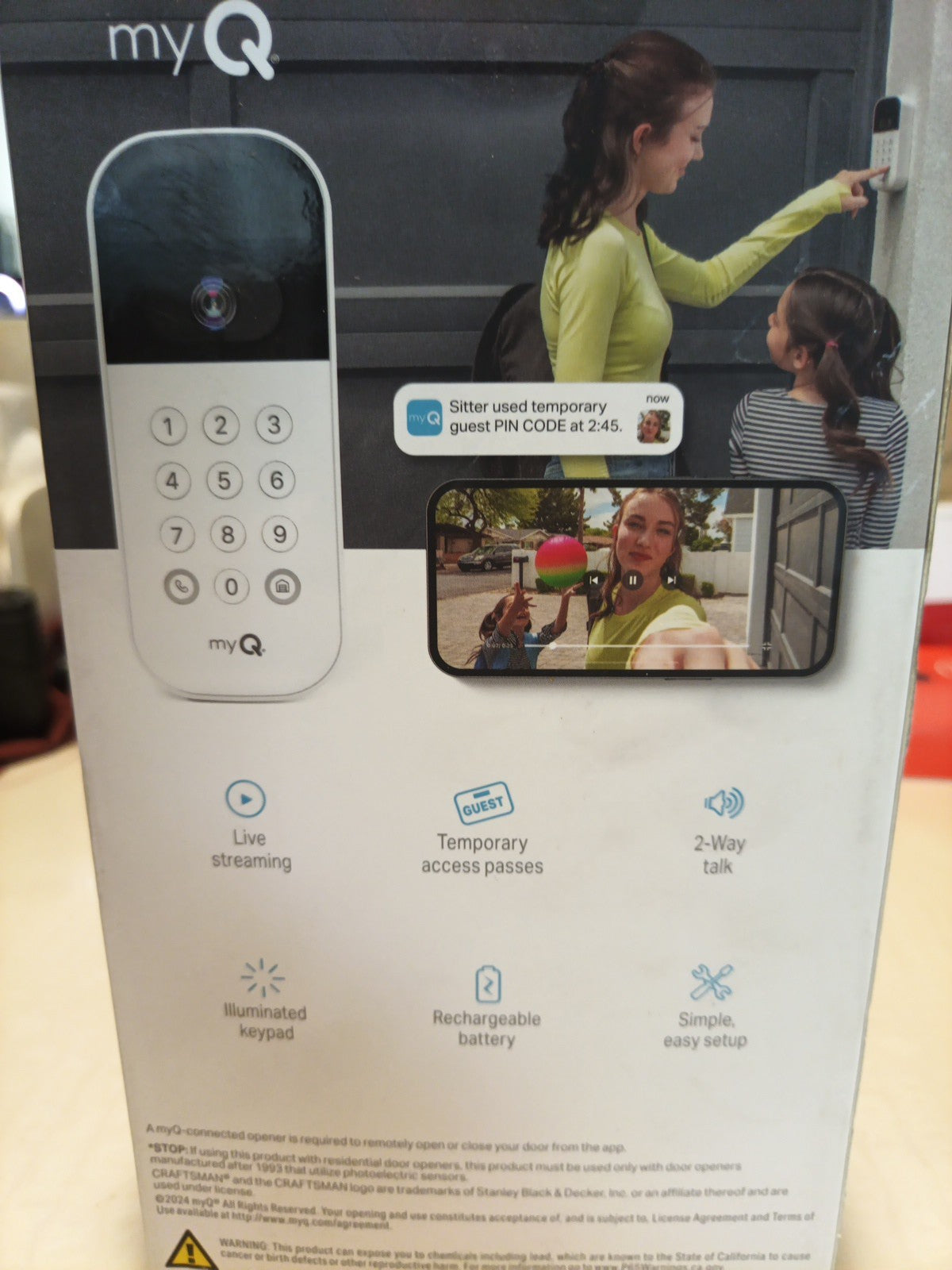 myQ Smart Garage Video Keypad NEW Sealed HD Camera 2-Way Talk LiftMaster Works2