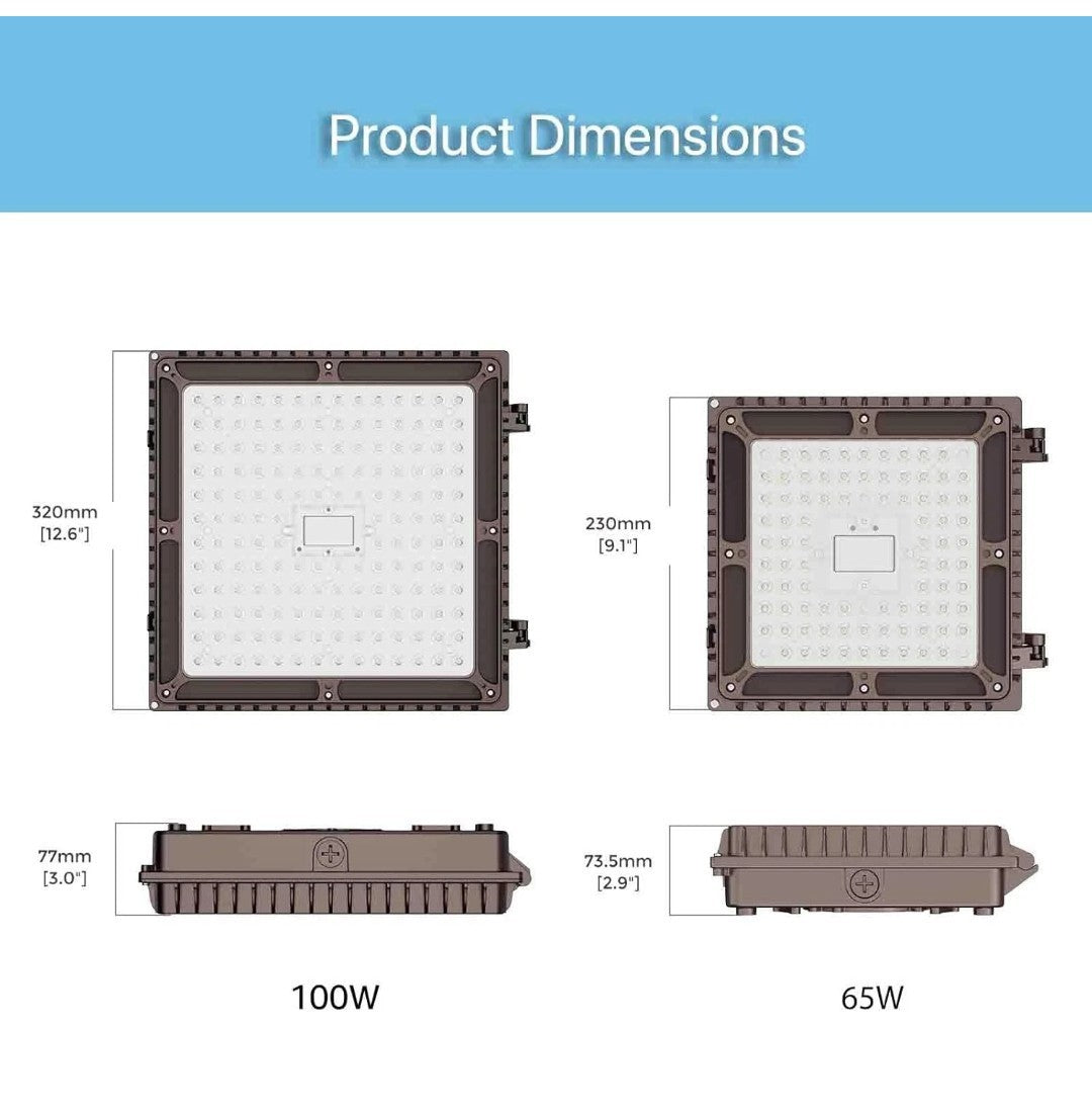 HYPERLITE 100W LED Canopy Lights: Dimmable 100W-5000K, Bronze3