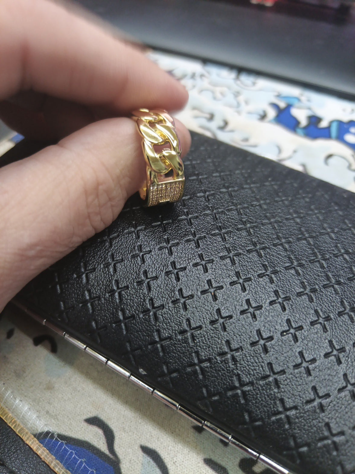 14k Dip Cuban Style Ring With CZ Diamonds Size 10, Beautiful Design 5