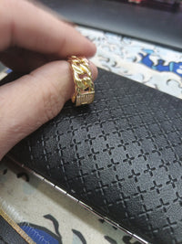 14k Dip Cuban Style Ring With CZ Diamonds Size 10, Beautiful Design 5
