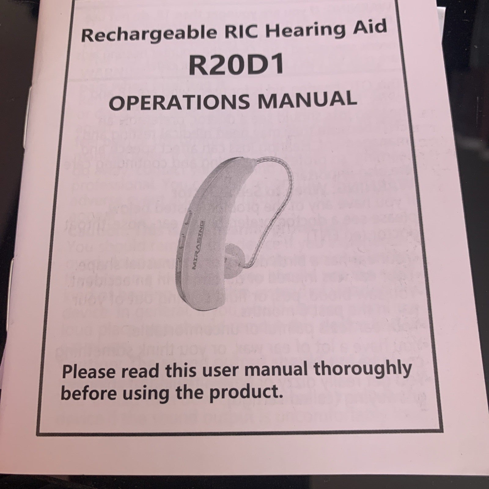 MIRASING  OTC HEARING AIDS  Rechargeable, Model R20D12