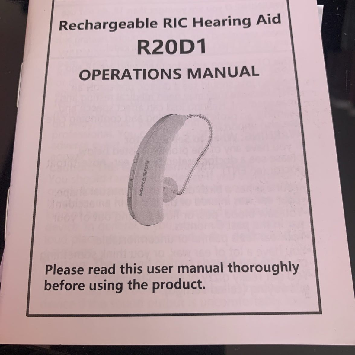 MIRASING  OTC HEARING AIDS  Rechargeable, Model R20D12
