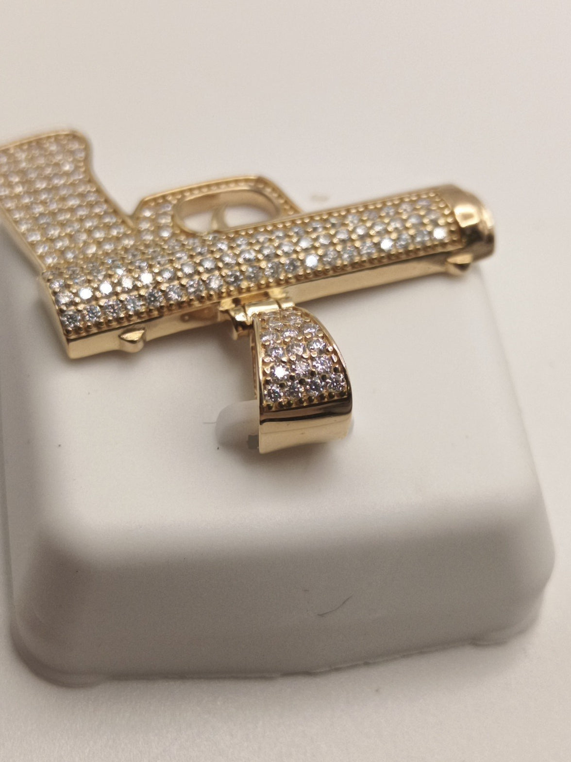 GLOCK PENDANT/GUN 925 SOLID STERLING SILVER 1.50 CTW MOISSANITE 1.5 INCHES LONG!1