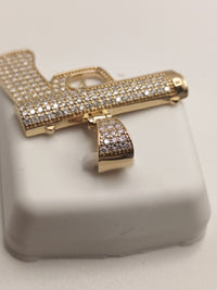 GLOCK PENDANT/GUN 925 SOLID STERLING SILVER 1.50 CTW MOISSANITE 1.5 INCHES LONG!1