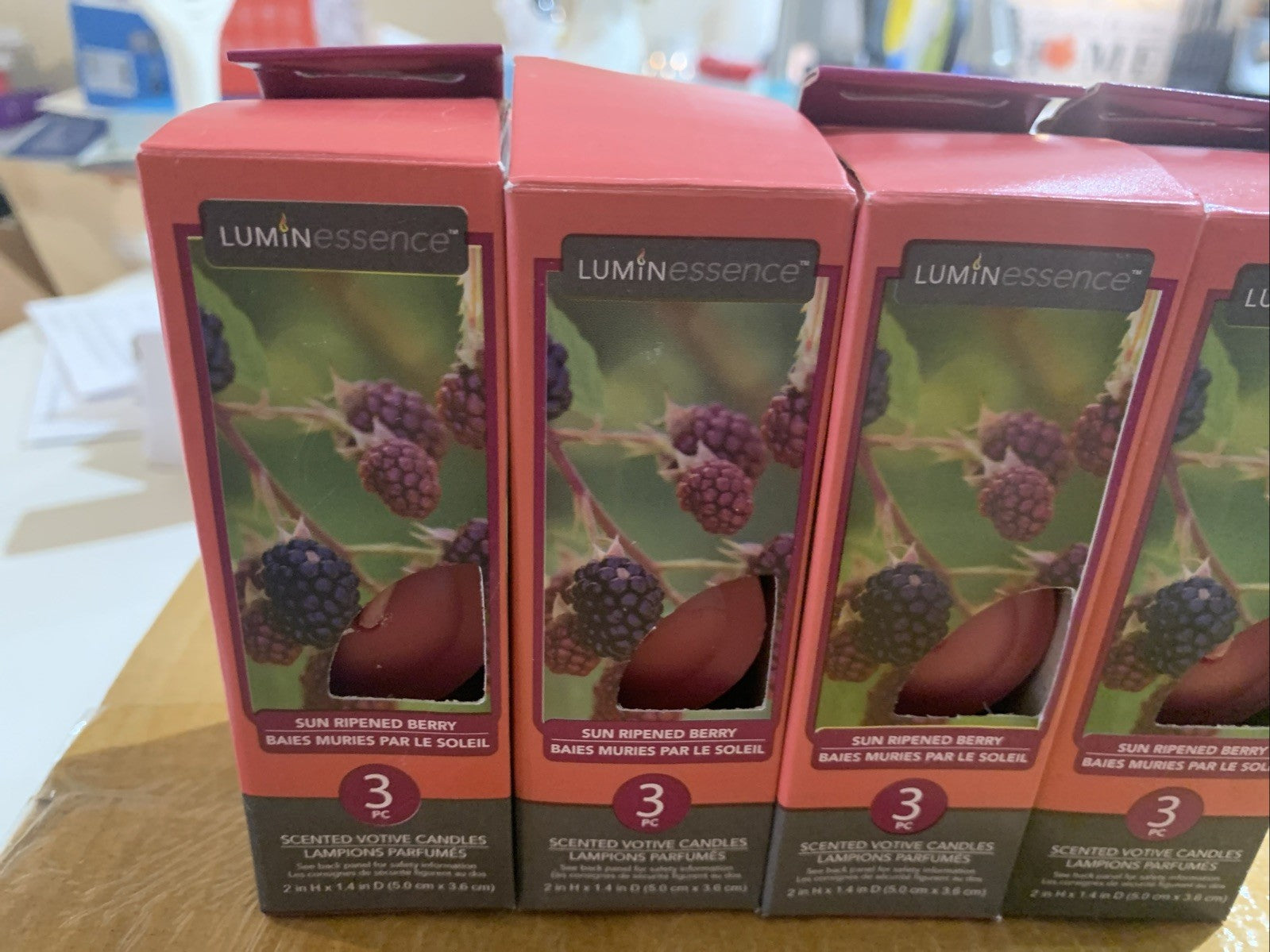 NEW 12 (5pac of 3) Luminessence Scented Votive Candles Sun Ripened Berry 2 inch5