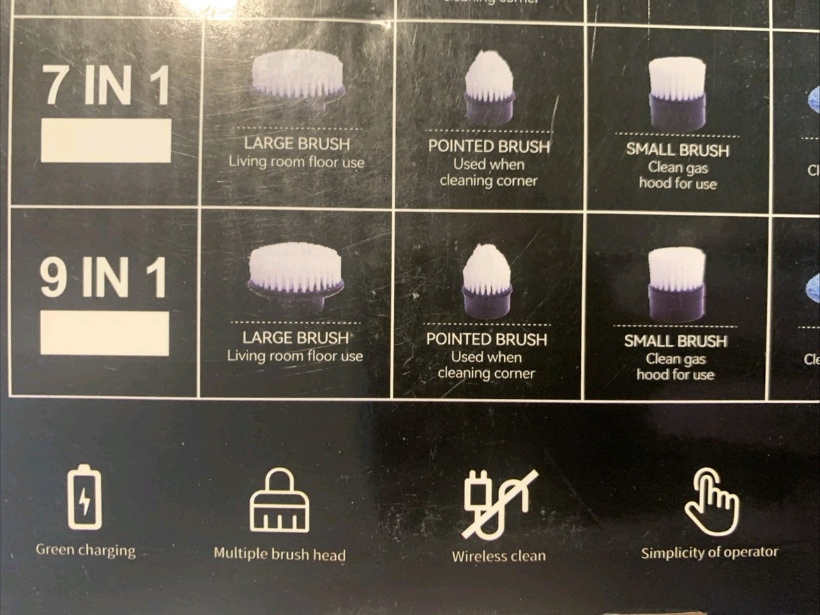 9 In 1 Electric Cleaning Spin Scrubber JY-701230W Brush W/ LCD Digital Display9