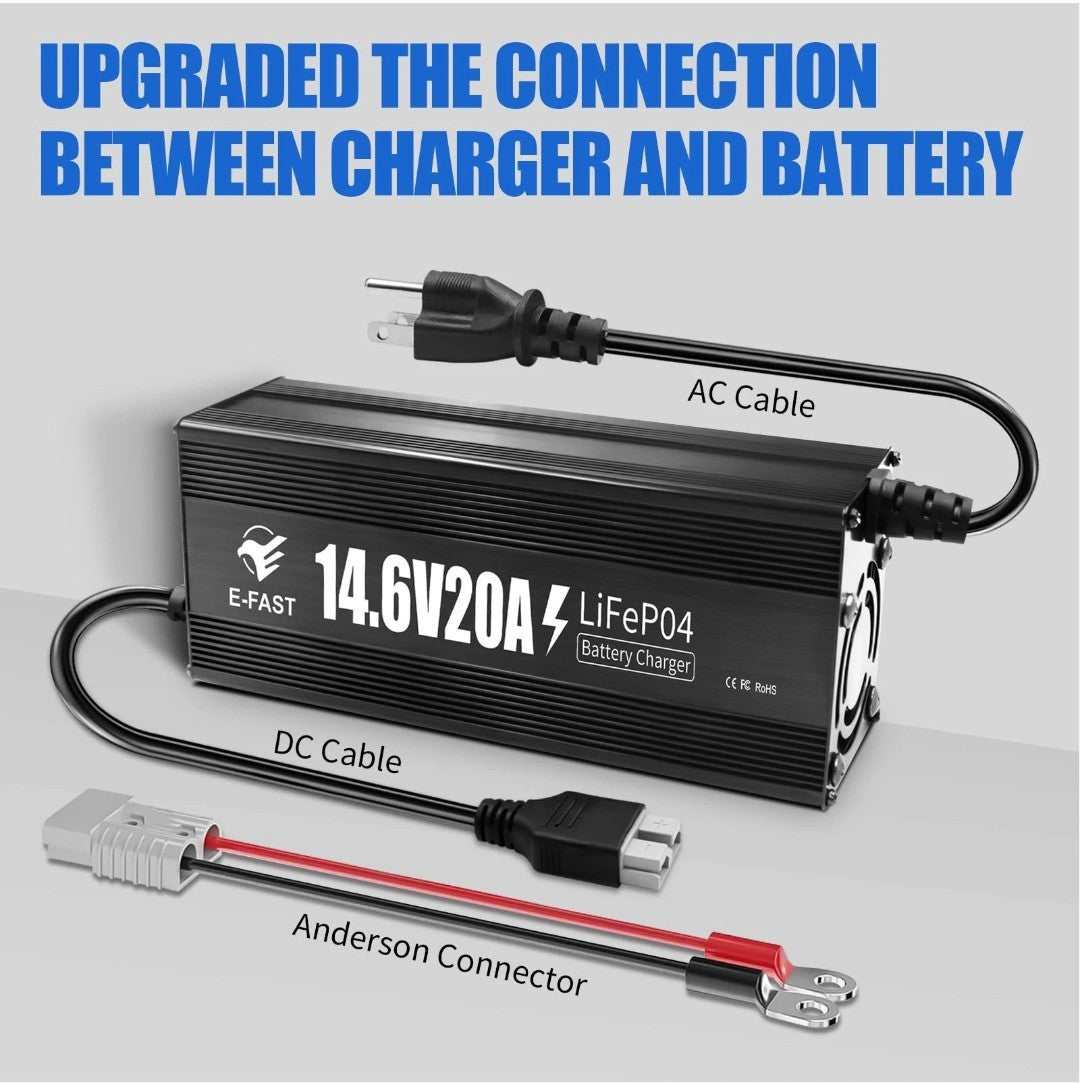14.6V 20A LiFePO4 Lithium Smart Battery Charger with Anderson Connector4