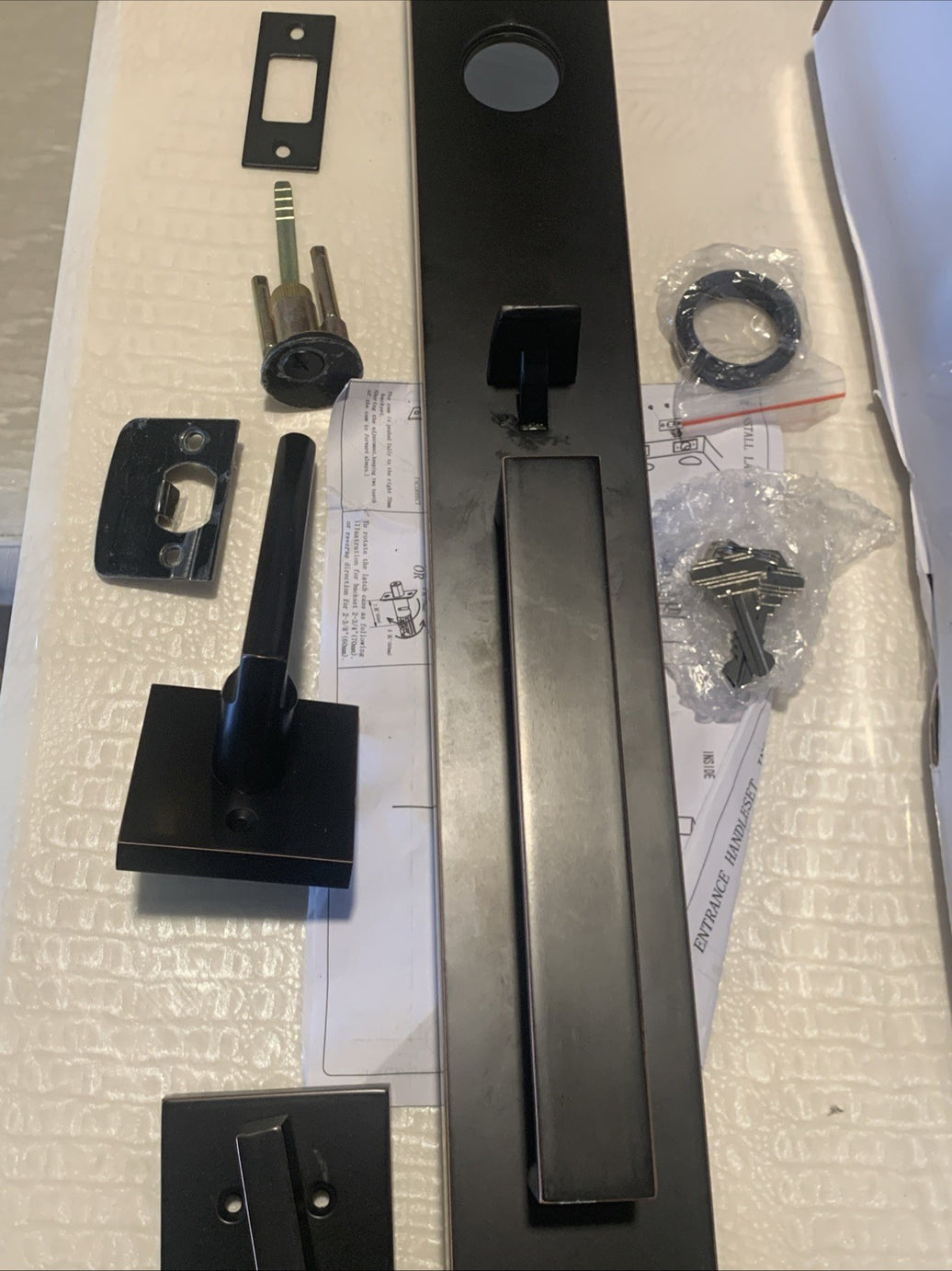Exterior Door Handle with Deadbolt, Matte Black Front Door Lock Set, Reversible0