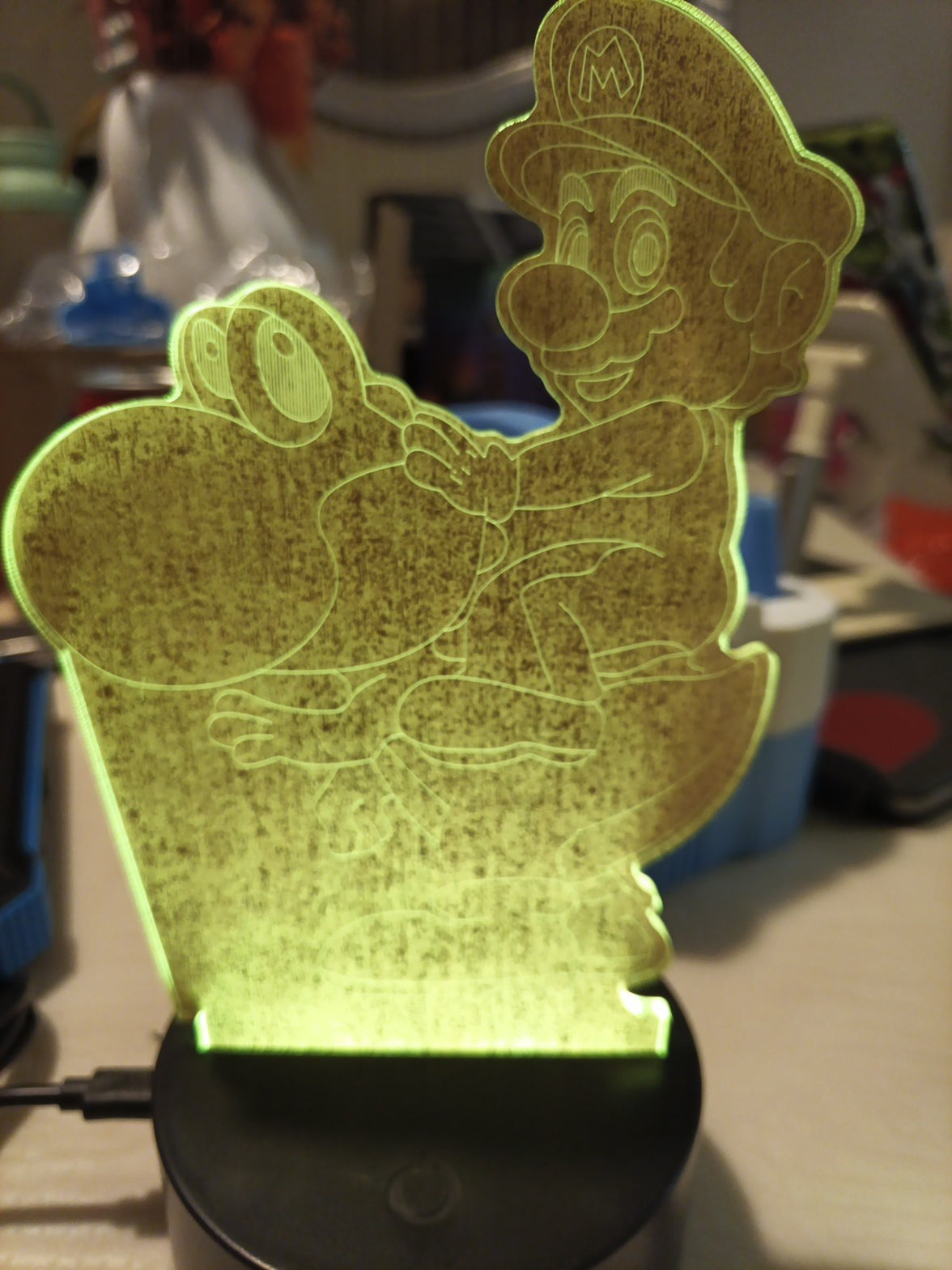 Mario 3D LED Lamp Night Light Seven Color USB or Battery 3
