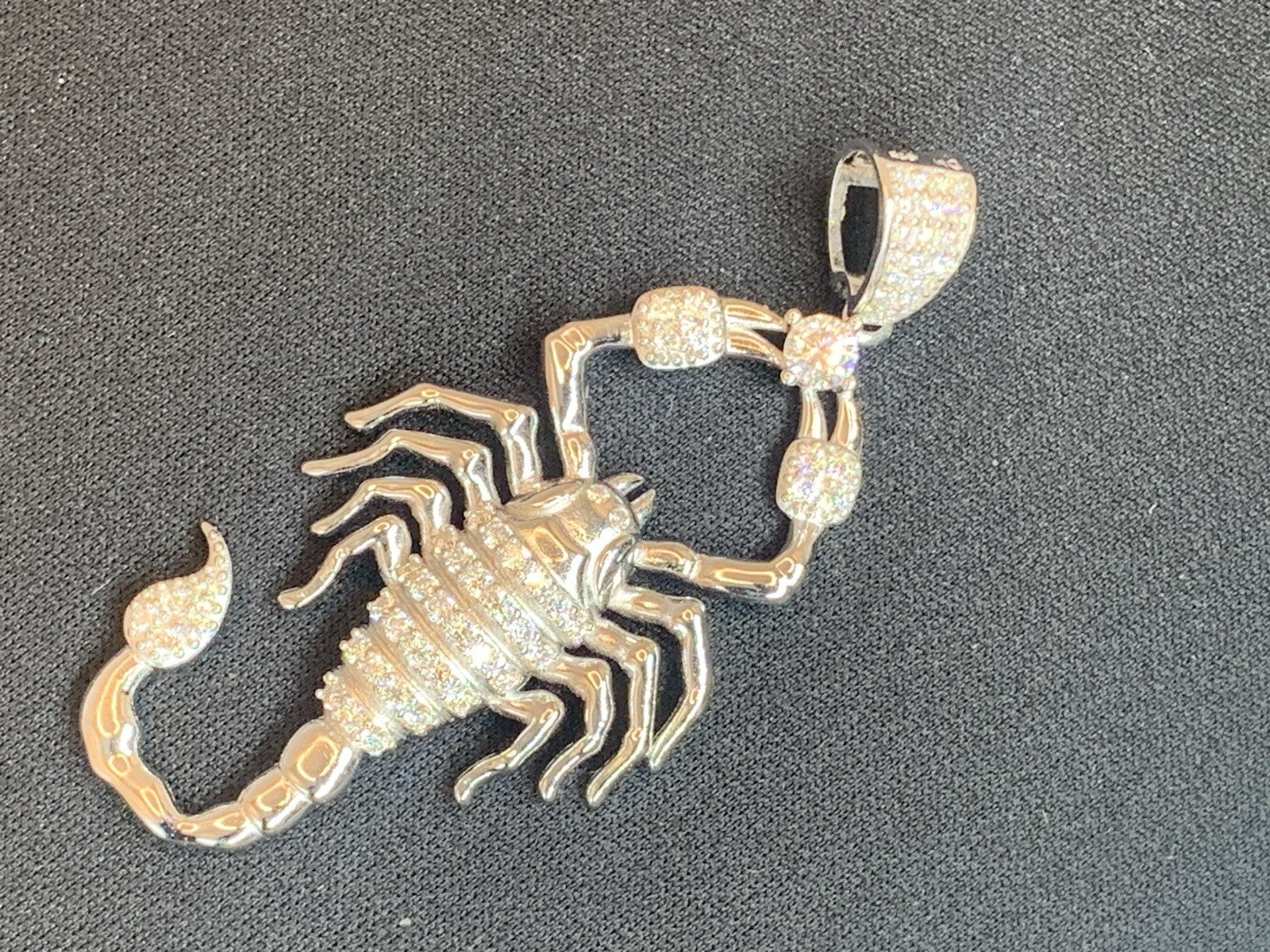 SCORPION CHARM | 3 CTW VVS D MOISSANITE Solid Sterling Silver 925. Weight .36 Oz0