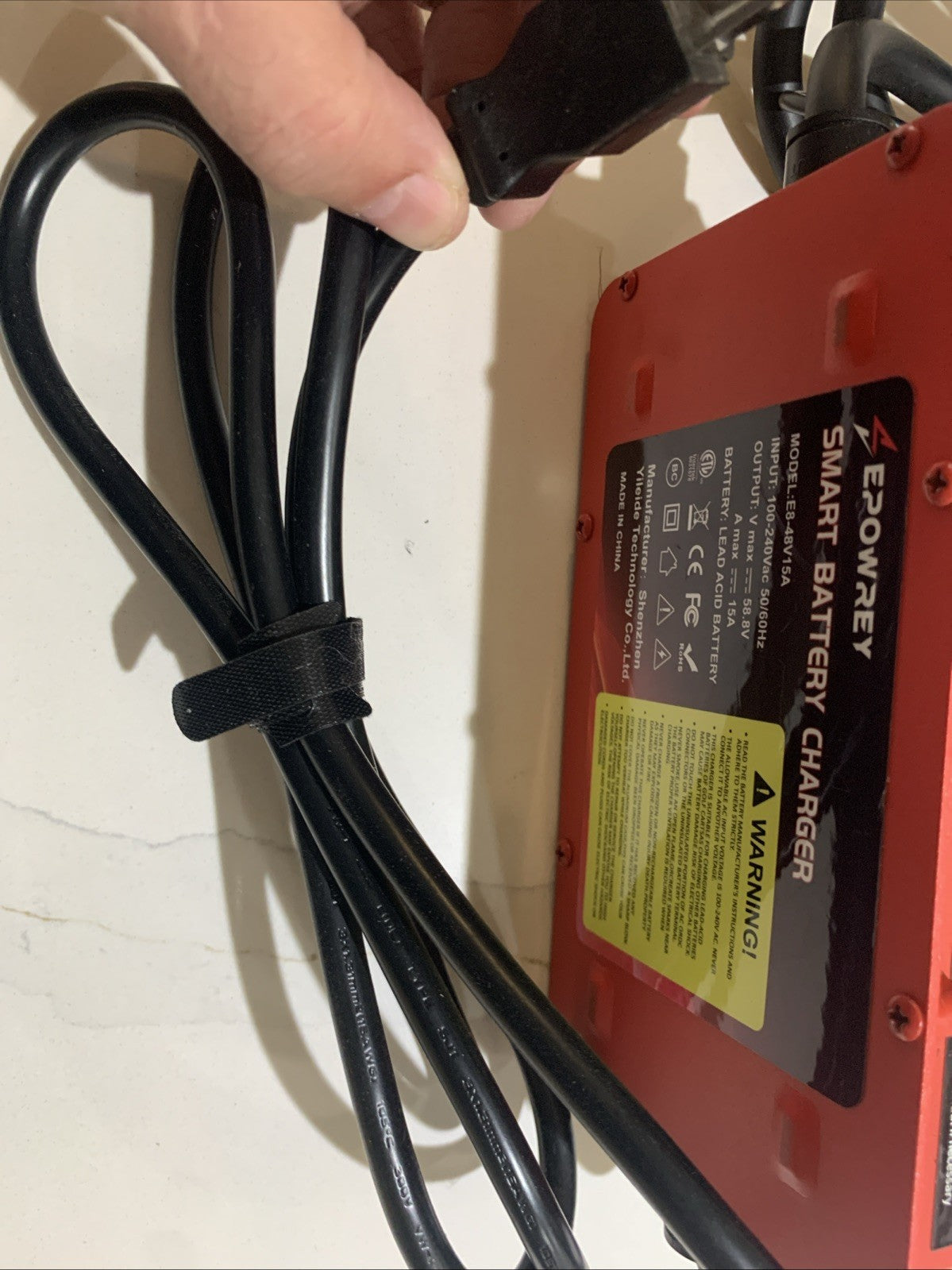 EPOWREY 15 AMP Golf Cart Battery Charger 48 Volt 3-pin Triangular Plug for EZGO6