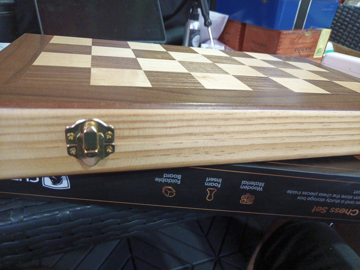 15'' Walnut Chess Set with Storage Board for Adults & Children, 2 Players5