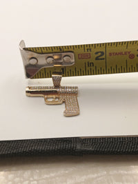 GLOCK PENDANT/GUN 925 SOLID STERLING SILVER 1.50 CTW MOISSANITE 1.5 INCHES LONG!11