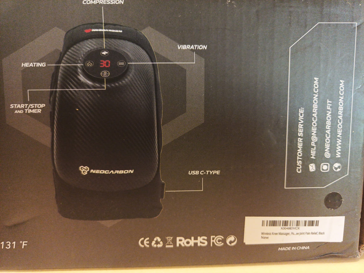 Neocarbon Wireless Heat, Vibration And Compression Knee Massager - Gray Black3