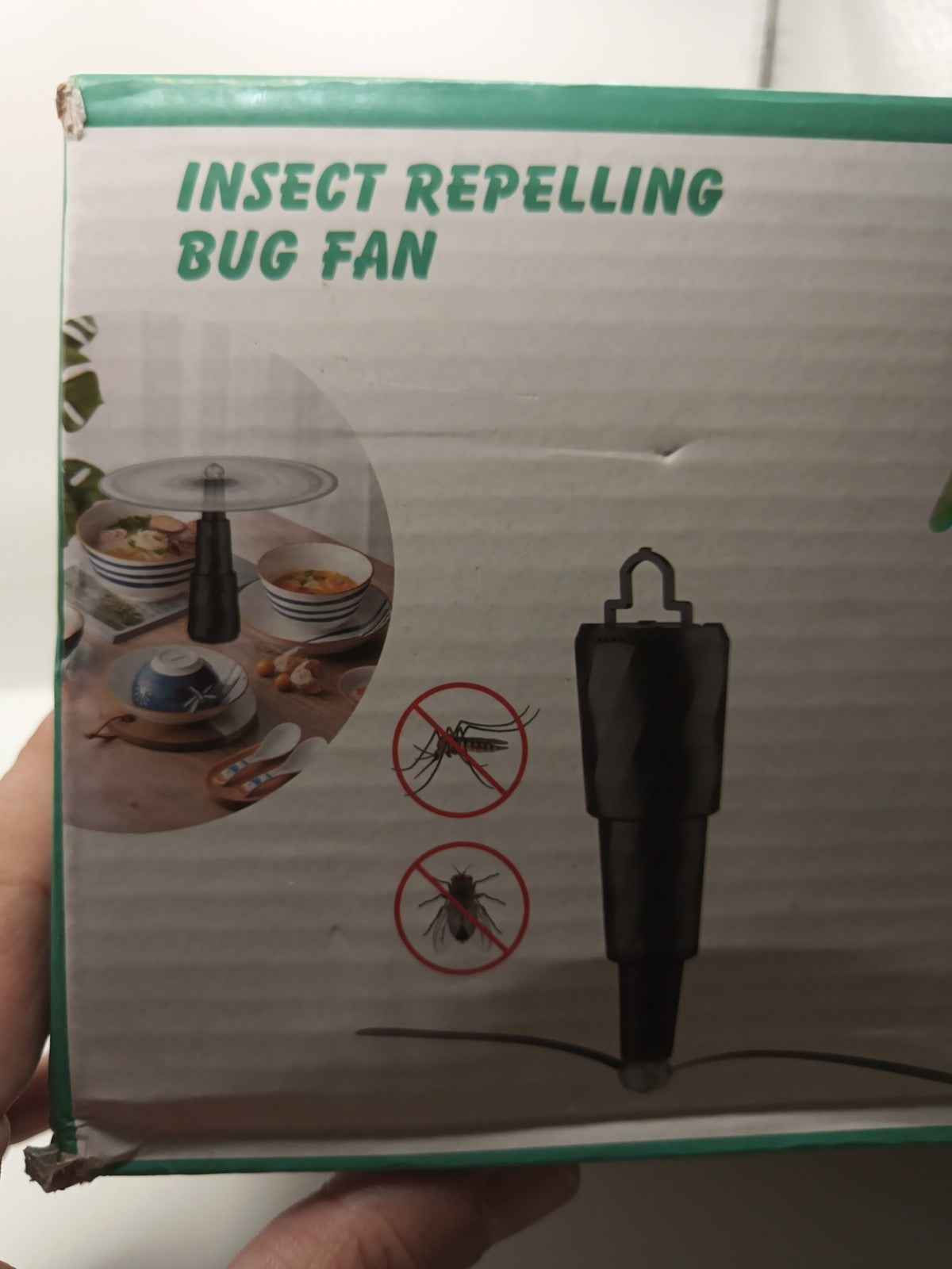 4PCS Bug Fly Repellent Fans for Tables with Holographic Blades and Hanging Hook3