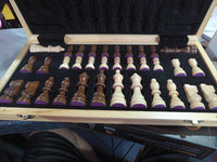 15'' Walnut Chess Set with Storage Board for Adults & Children, 2 Players2