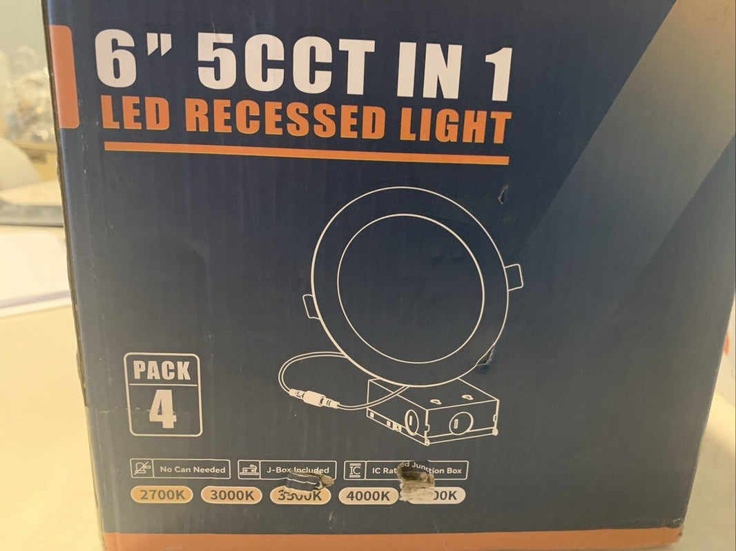 4 Pack 6 Inch 5CCT Ultra-Thin LED Recessed Ceiling Lights with Junction Box0