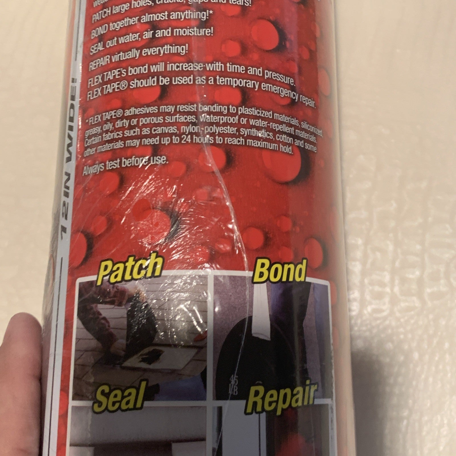 Flex Seal Tape 12 in x 10 ft Clear Original Thick Flexible Rubberized Waterproof10