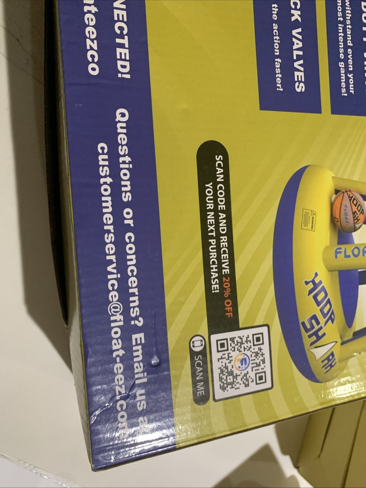 Swimming pool basketball hoop sat by hoop shark orange/blue NIB12