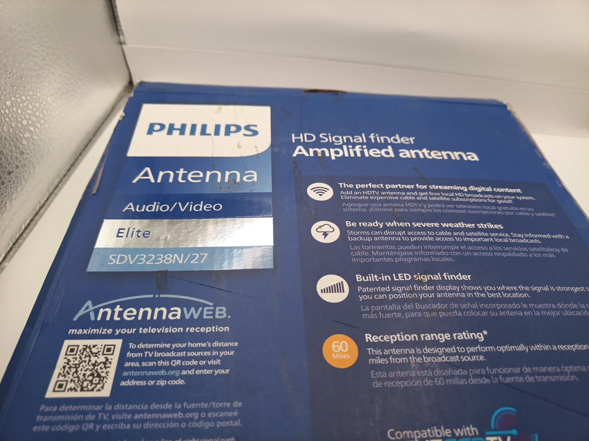 PHILIPS HD Elite Signal Finder Amplified Antenna 60 Mile Range (10ft Coax)6