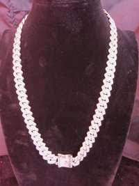 14 MM Miami Cuban Chain, Necklace 22" CZ AAA Quility Diamond, Silver Color0