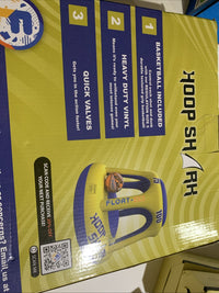 Swimming pool basketball hoop sat by hoop shark orange/blue NIB8