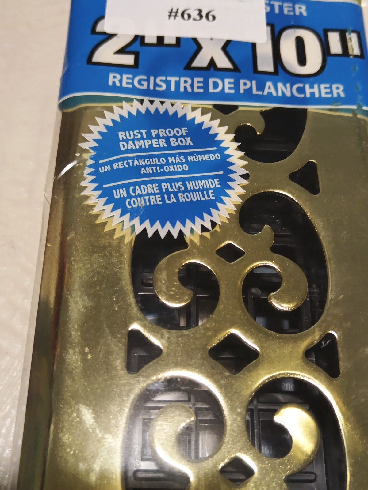 Decor Grates Scroll Steel Plated Brass Floor Register. 2"x12". Gold, SPH2101