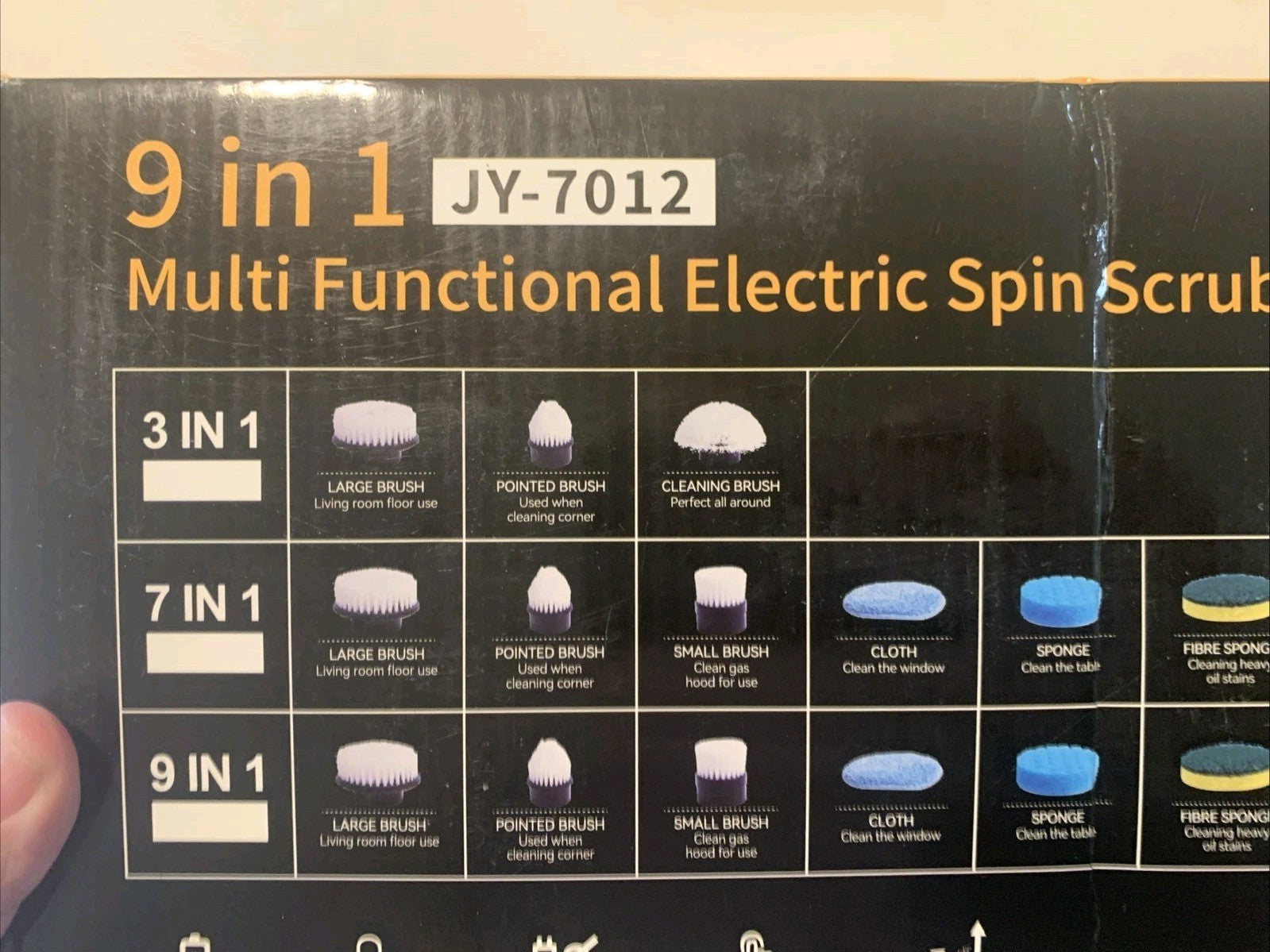 9 In 1 Electric Cleaning Spin Scrubber JY-701230W Brush W/ LCD Digital Display8