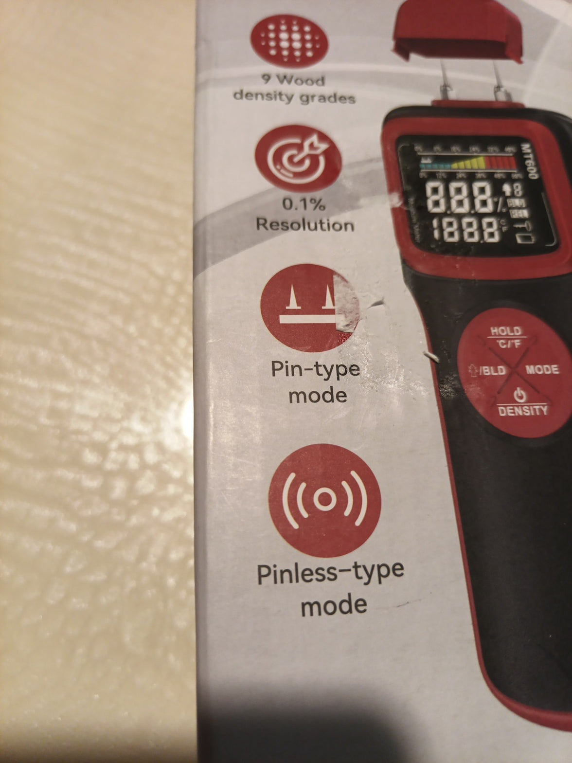 Wood Moisture Meters Pin & Pinless 2 In 1 Moisture Detector Backlit Screen _ red1