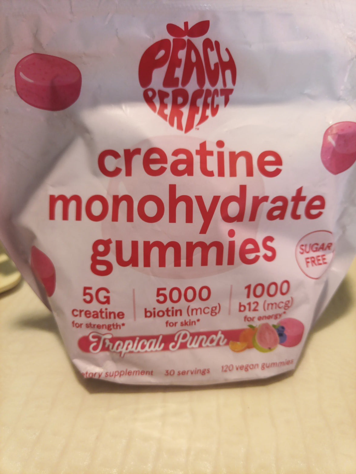Peach Perfect Creatine Gummies 5g Tropical Fruit- Expires 6/270