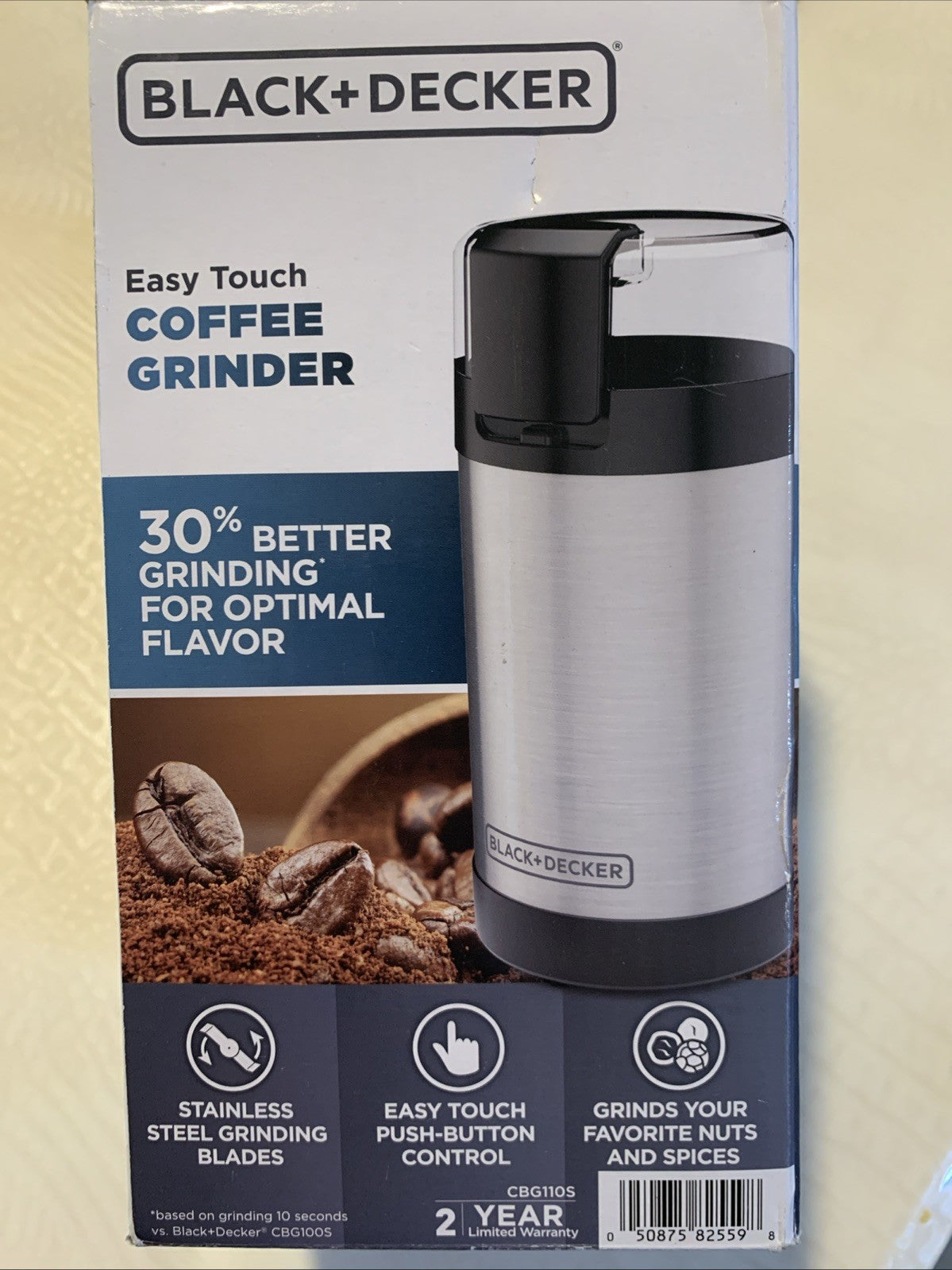 BLACK+DECKER CBG110S Blade Coffee Grinder Stainless Steel Silver/Black0