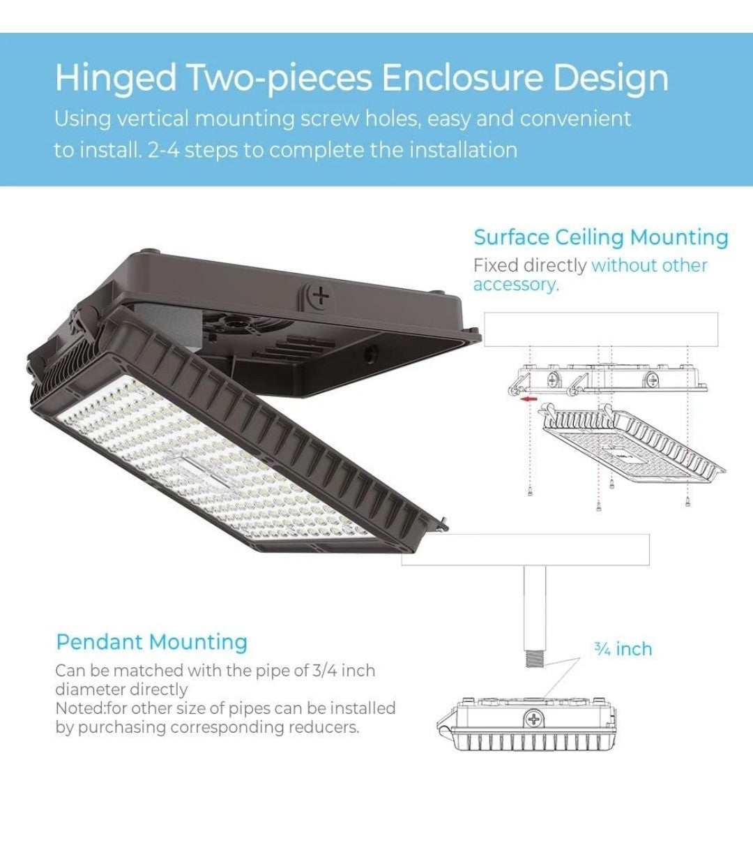 HYPERLITE 100W LED Canopy Lights: Dimmable 100W-5000K, Bronze5