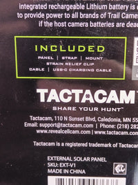 Tactacam Solar Panel for Cellular Security Camera Reveal  EXT-V14