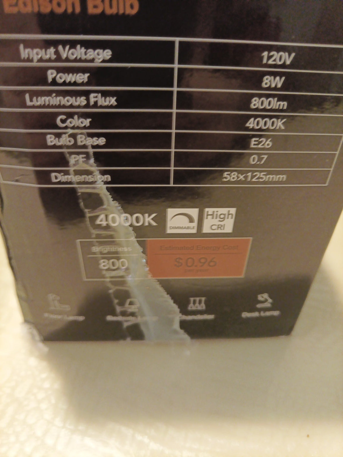 LED Edison Bulb 10 Pack  4000K Dimmable E26/ST58/ST193