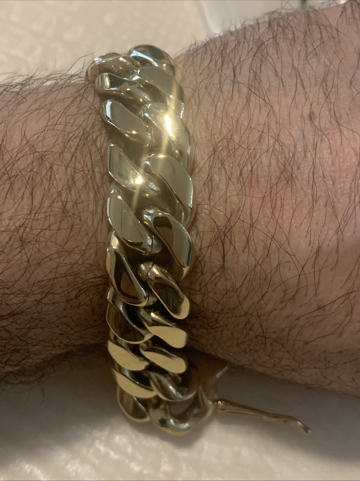 Cuban Link Chain 14k Gold-Plated 22-inch 18 mm & Bracelet 8.5”  18 mm, SS5