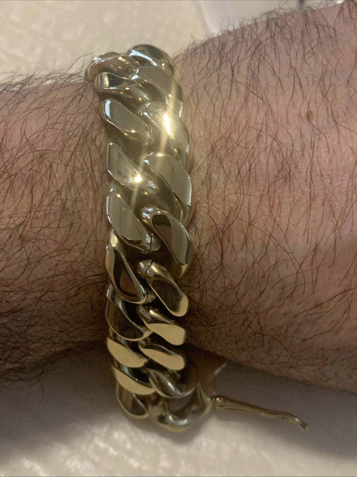 Cuban Link Chain 14k Gold-Plated 22-inch 18 mm & Bracelet 8.5”  18 mm, SS5