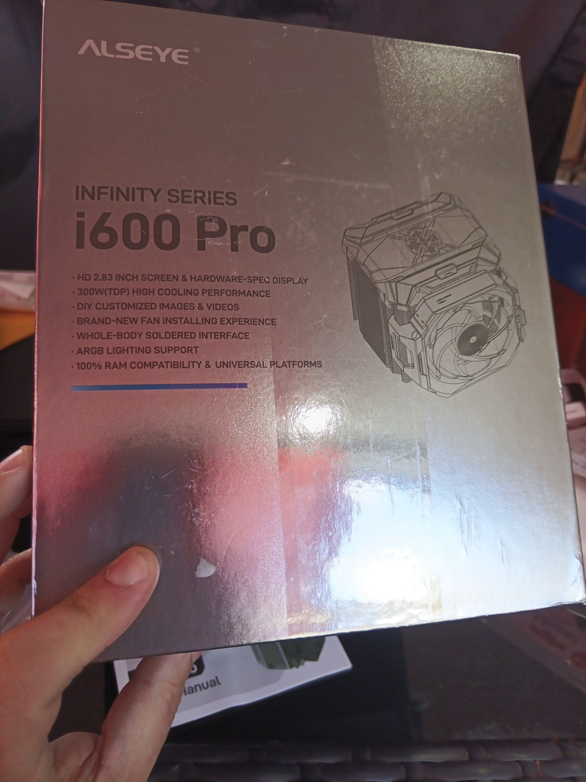 I600 Pro CPU Cooler, HD Display with Temperature, Copper Base. Display Box Broke0