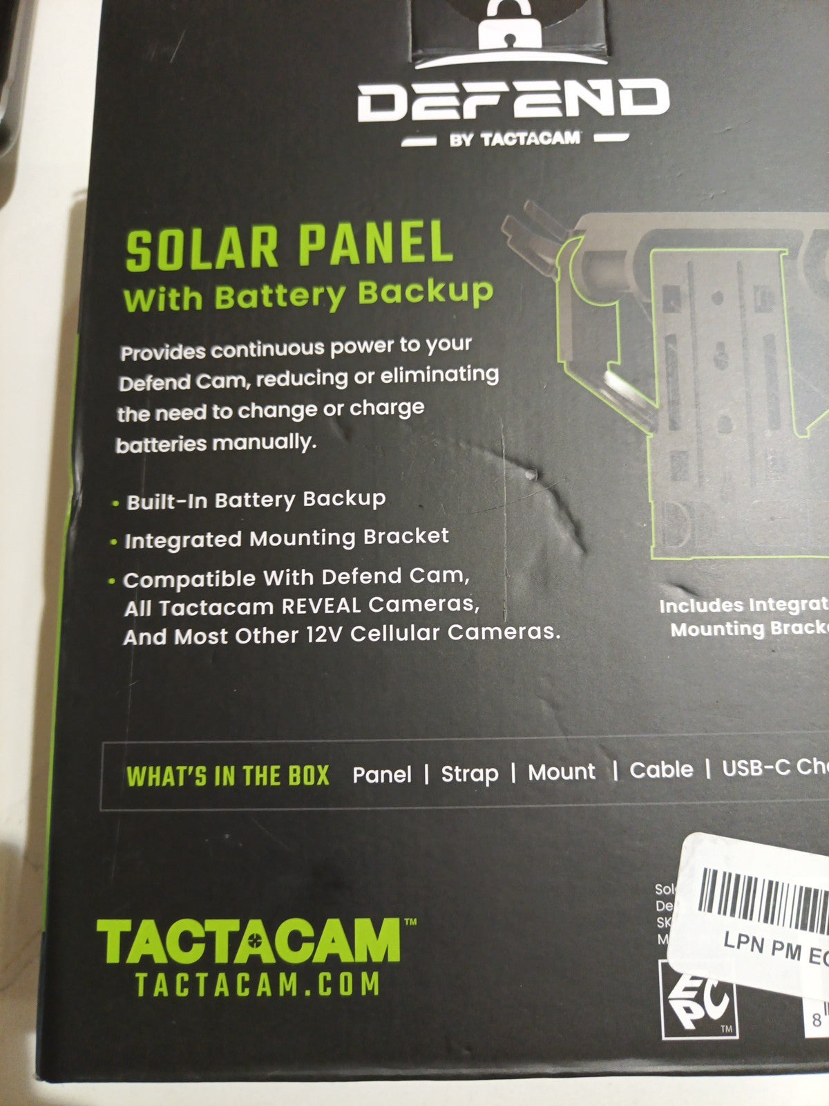 Defend by Tactacam Solar Panel for Cellular Security Camera with battery backup5