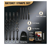 Ratchet Straps with Hook - 1 Inch x 15 Feet (1800 LB Break Strength... Fast Ship1