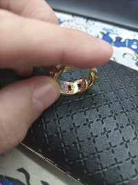 14k Dip Cuban Style Ring With CZ Diamonds Size 10, Beautiful Design 7