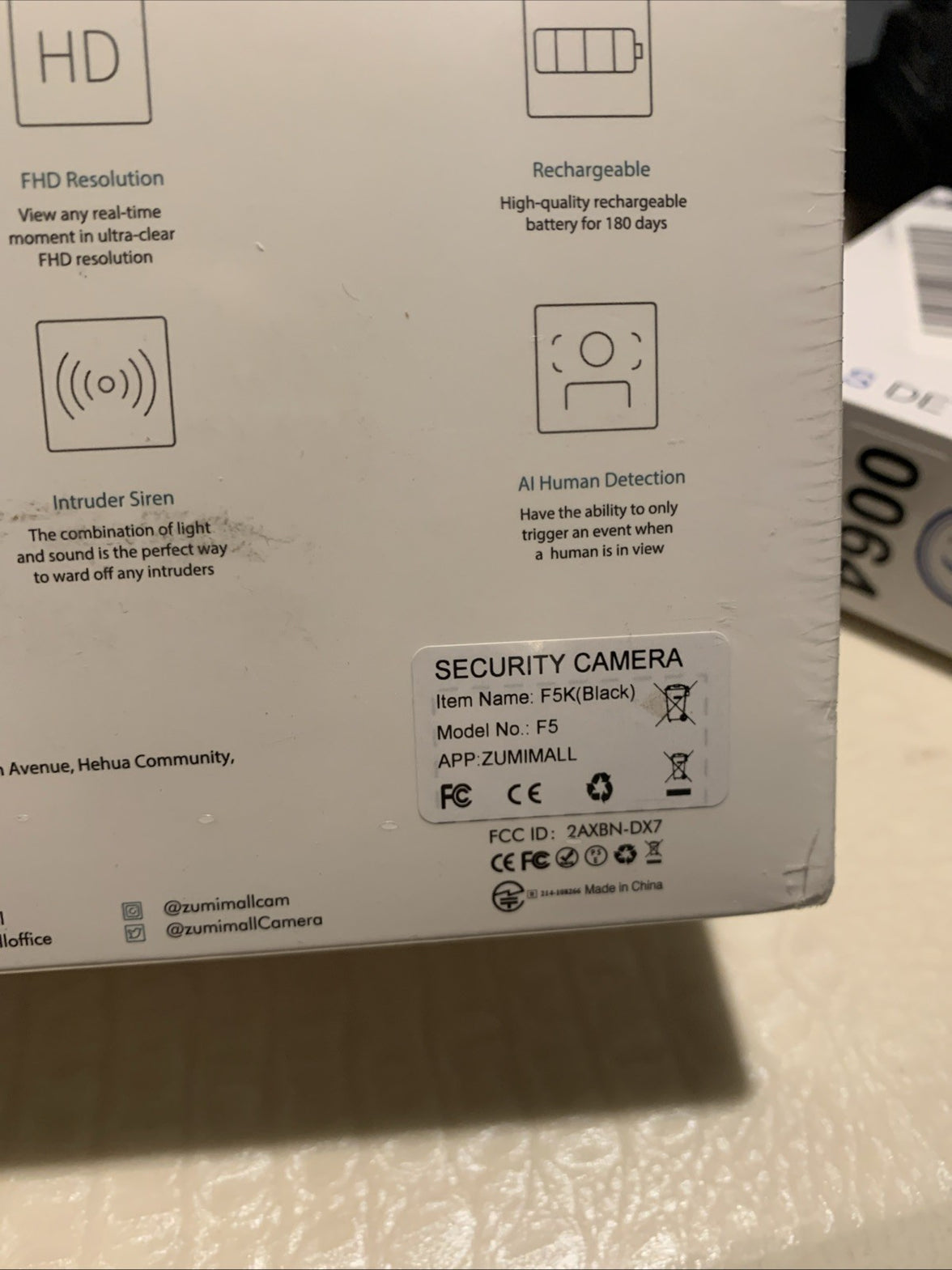 ZUMIMALL F5K Wireless In/Outdoor Security Camera 3 MP Night Vision Wifi Unopened6