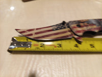  8" Patriotic Native American Pocket Knife Blade Assist-Open Folding Knife3