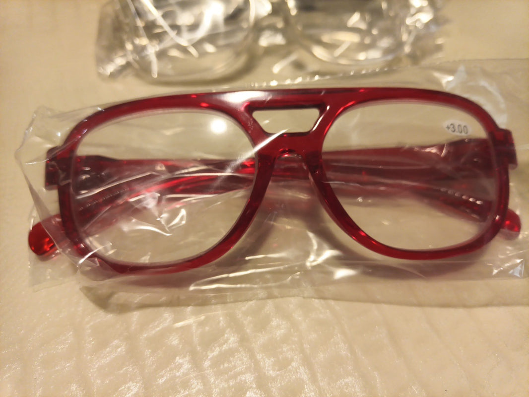 Solid Multi Color Plastic Aviator Eyeglasses Readers +3.0 - 6 Pack0