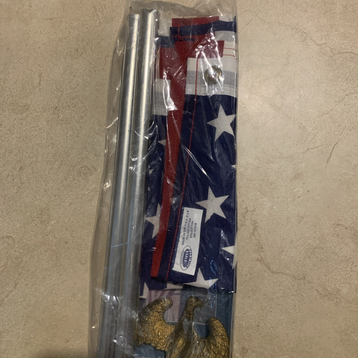 Valley Forge Poly/Cotton 3' x 2' American Flag w/ 4 ft Pole Kit & 5" Eagle ◽️4