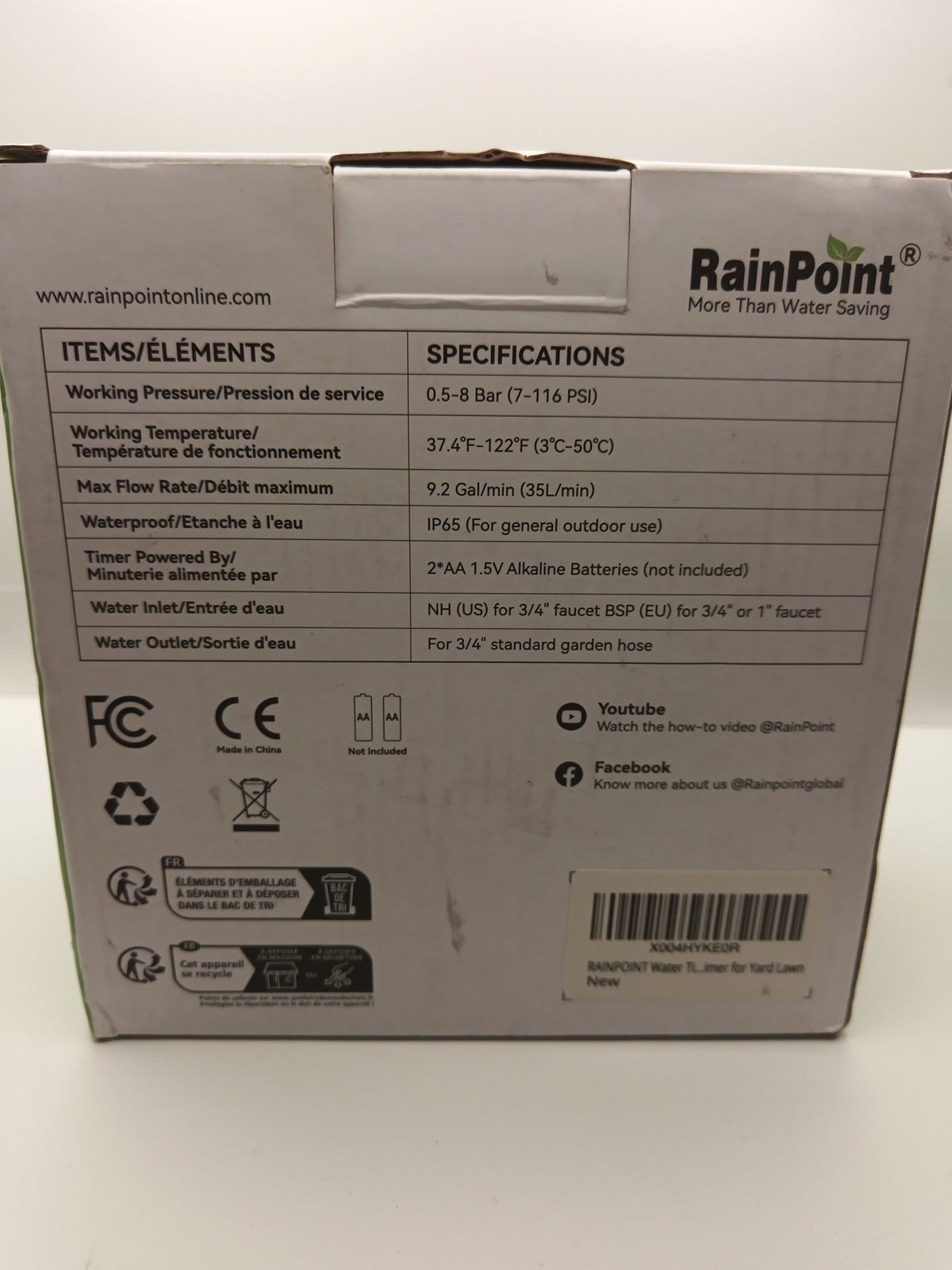 NEW RainPoint Programmable 2 Zone Water Timer - Model Number ITV2053