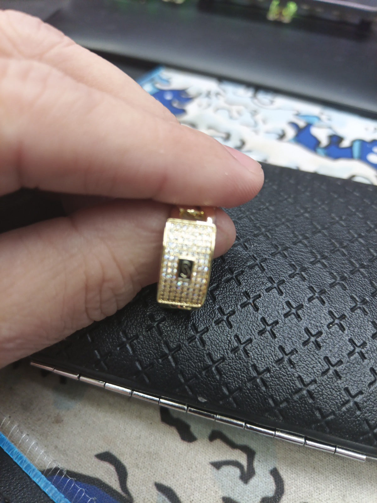 14k Dip Cuban Style Ring With CZ Diamonds Size 10, Beautiful Design 1