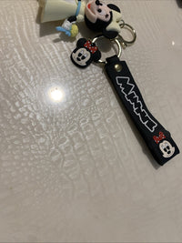 Pair Of Disney Mickey & Minnie Mouse Dale Bowser 3D Pendant Keychains Key Rings3