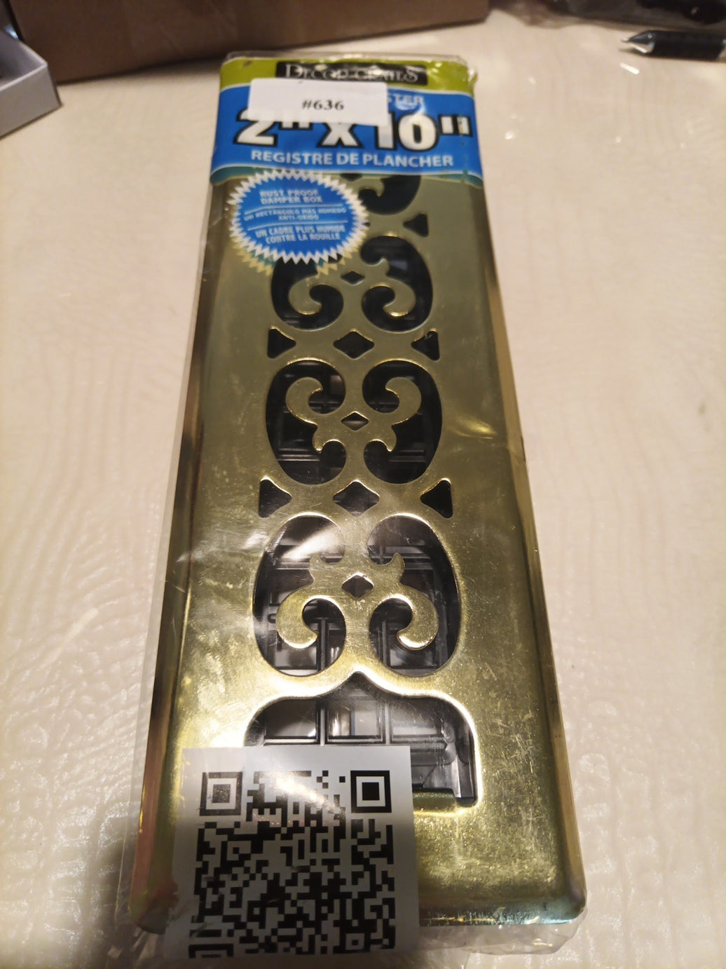 Decor Grates Scroll Steel Plated Brass Floor Register. 2"x12". Gold, SPH2100