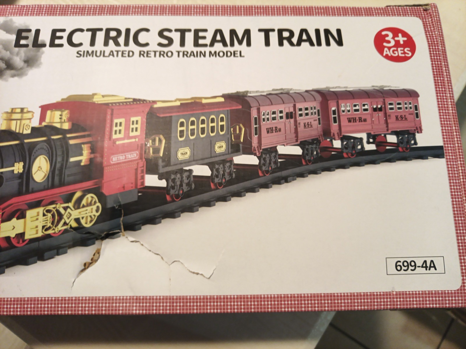 Temi Train Set Electric Steam Locomotive Engine Cargo Car Track Battery Operated2