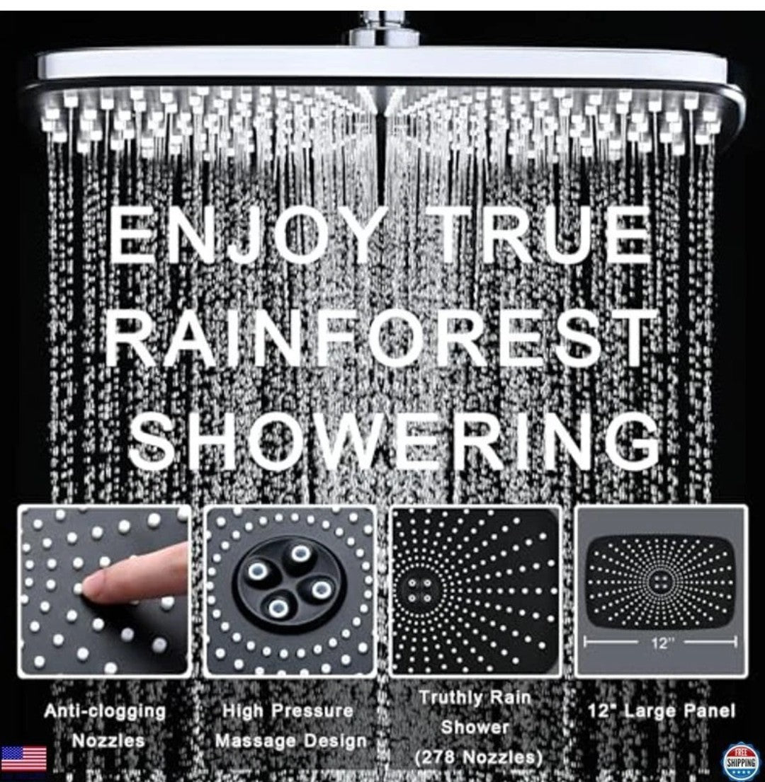 High Pressure Rain Shower Head: Premium System with Handheld Spray, 10 Settings3
